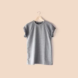 Roll Sleeve Sweatshirt Tee / Light Grey