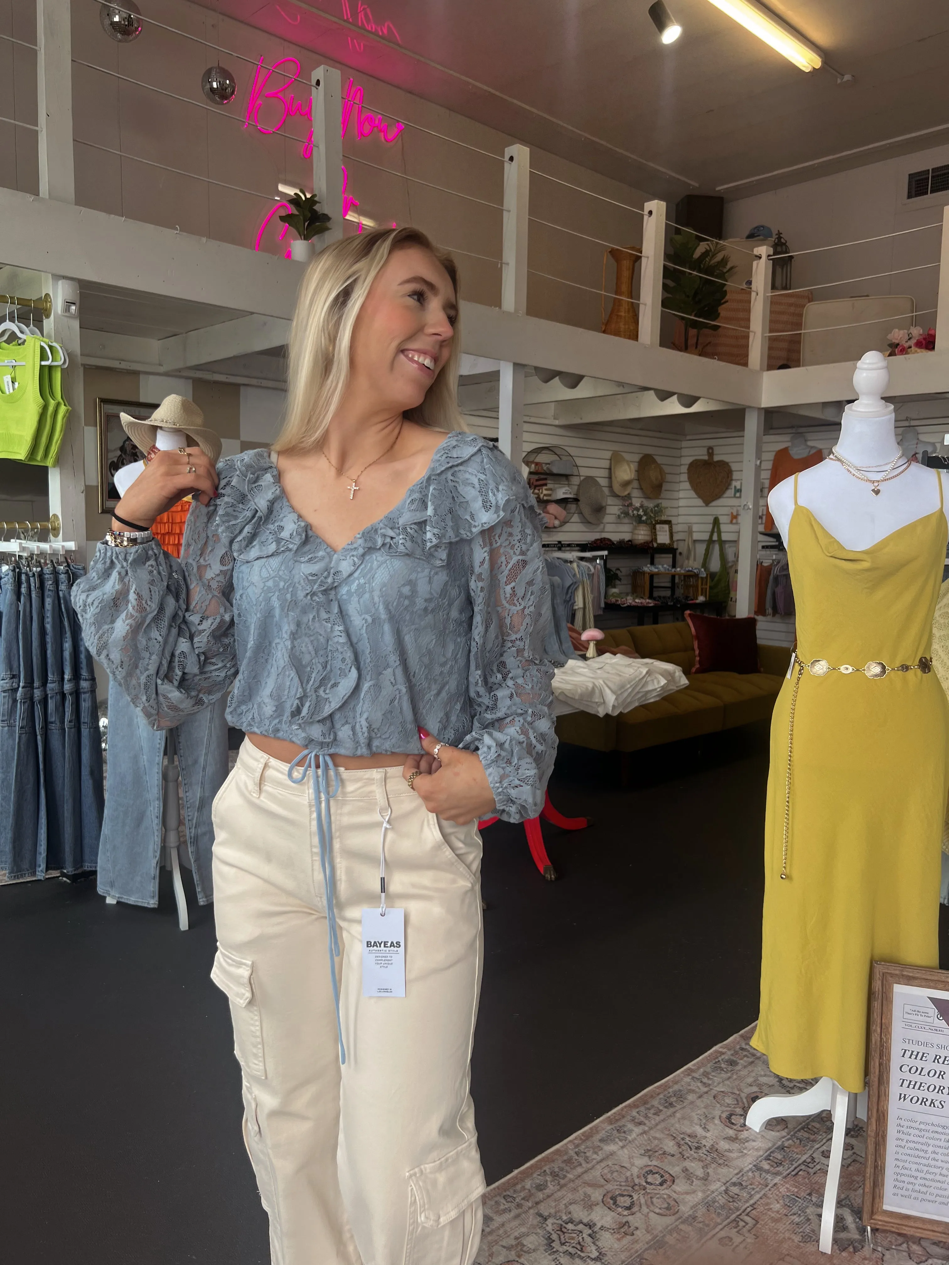 Ruffle Ribbon Lace Top