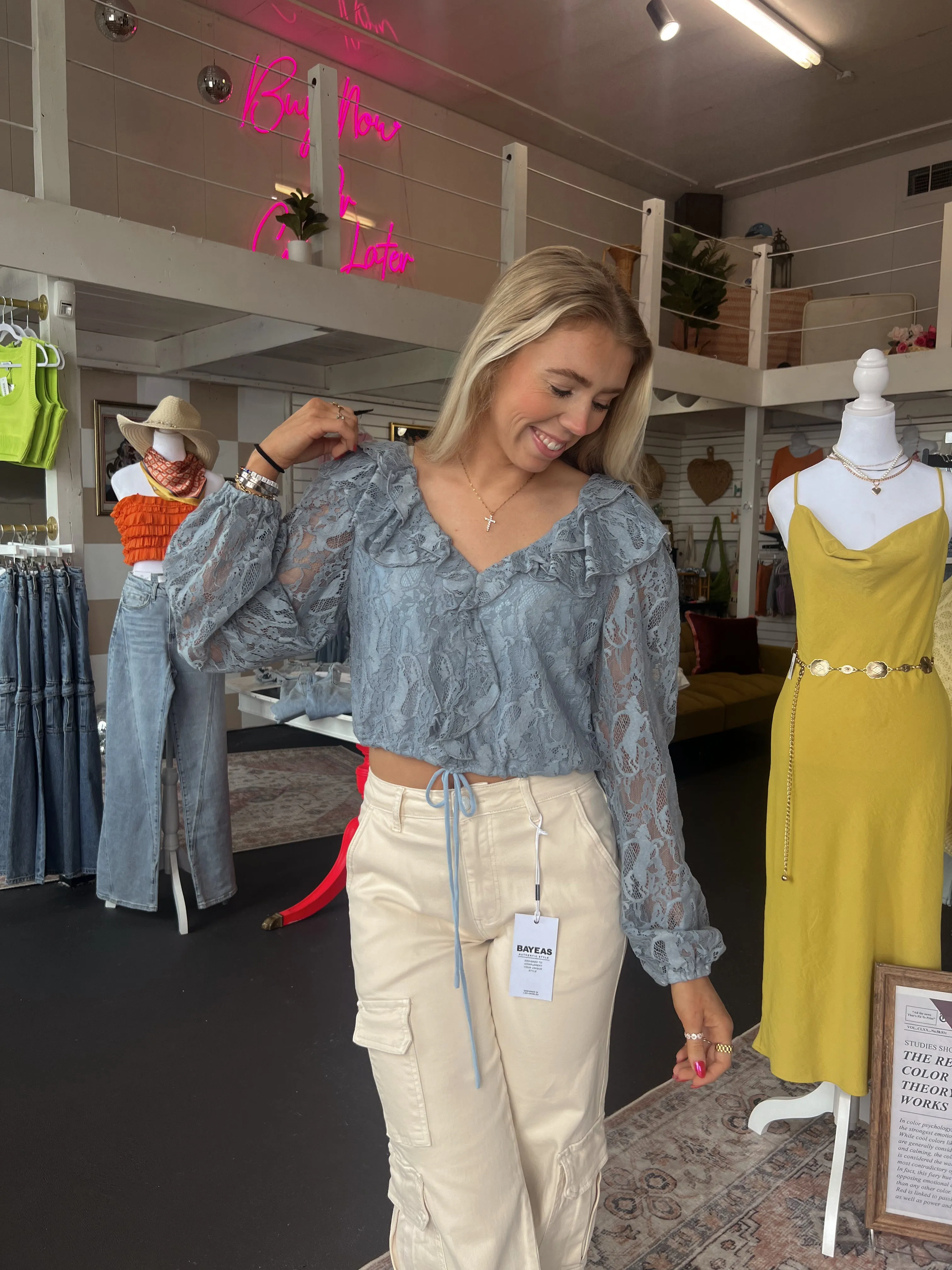 Ruffle Ribbon Lace Top
