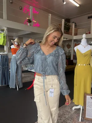 Ruffle Ribbon Lace Top