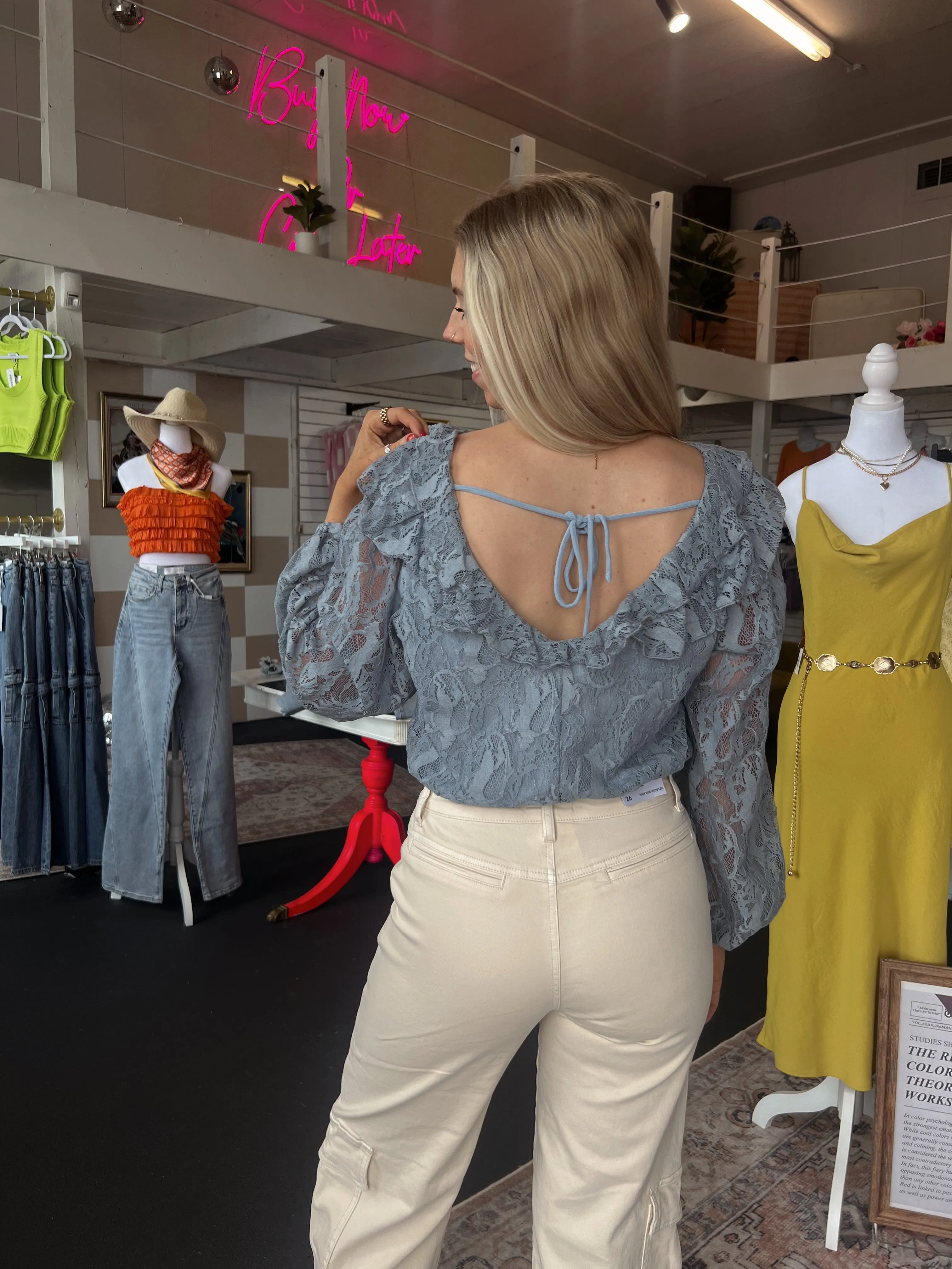 Ruffle Ribbon Lace Top