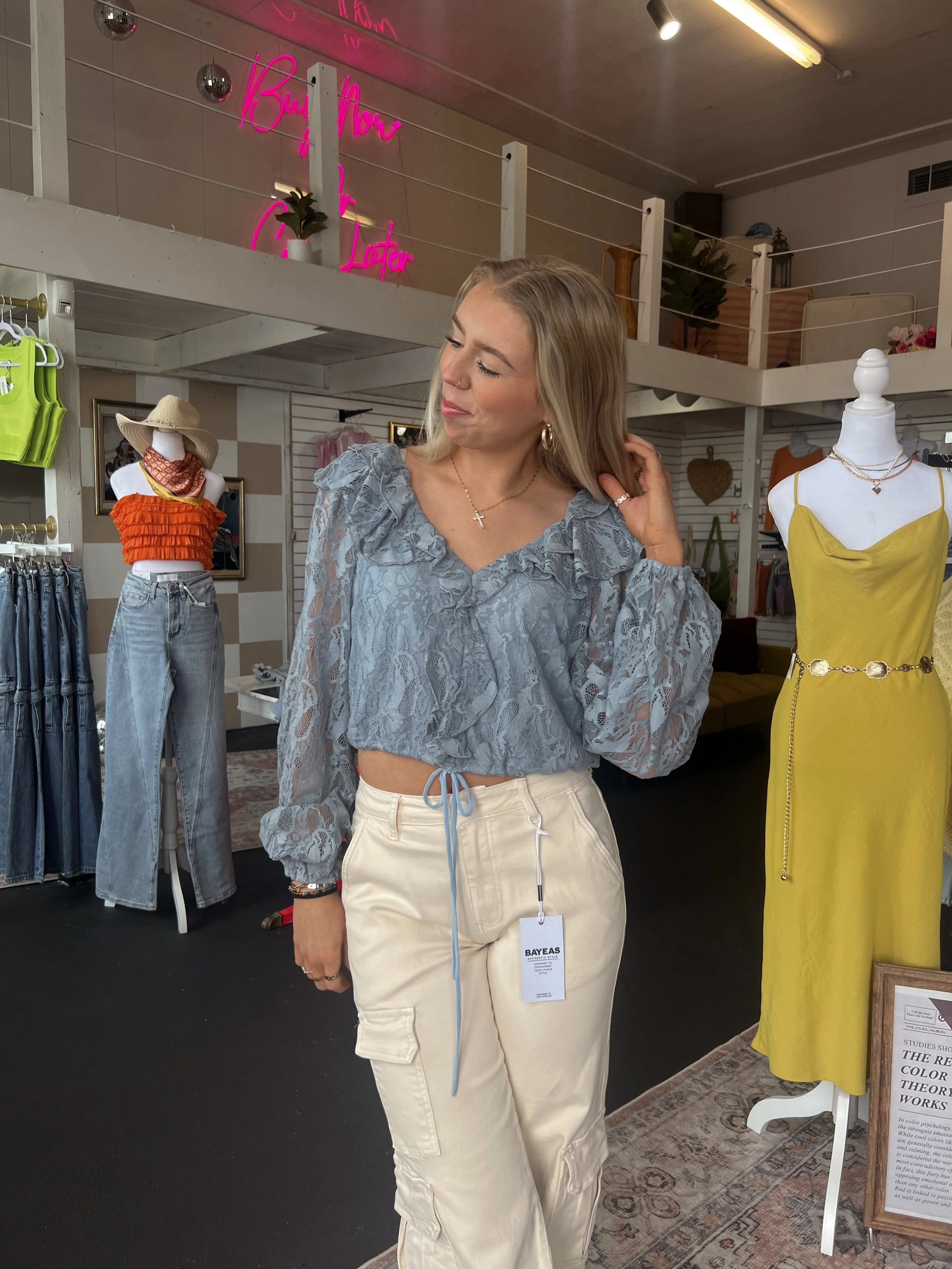 Ruffle Ribbon Lace Top