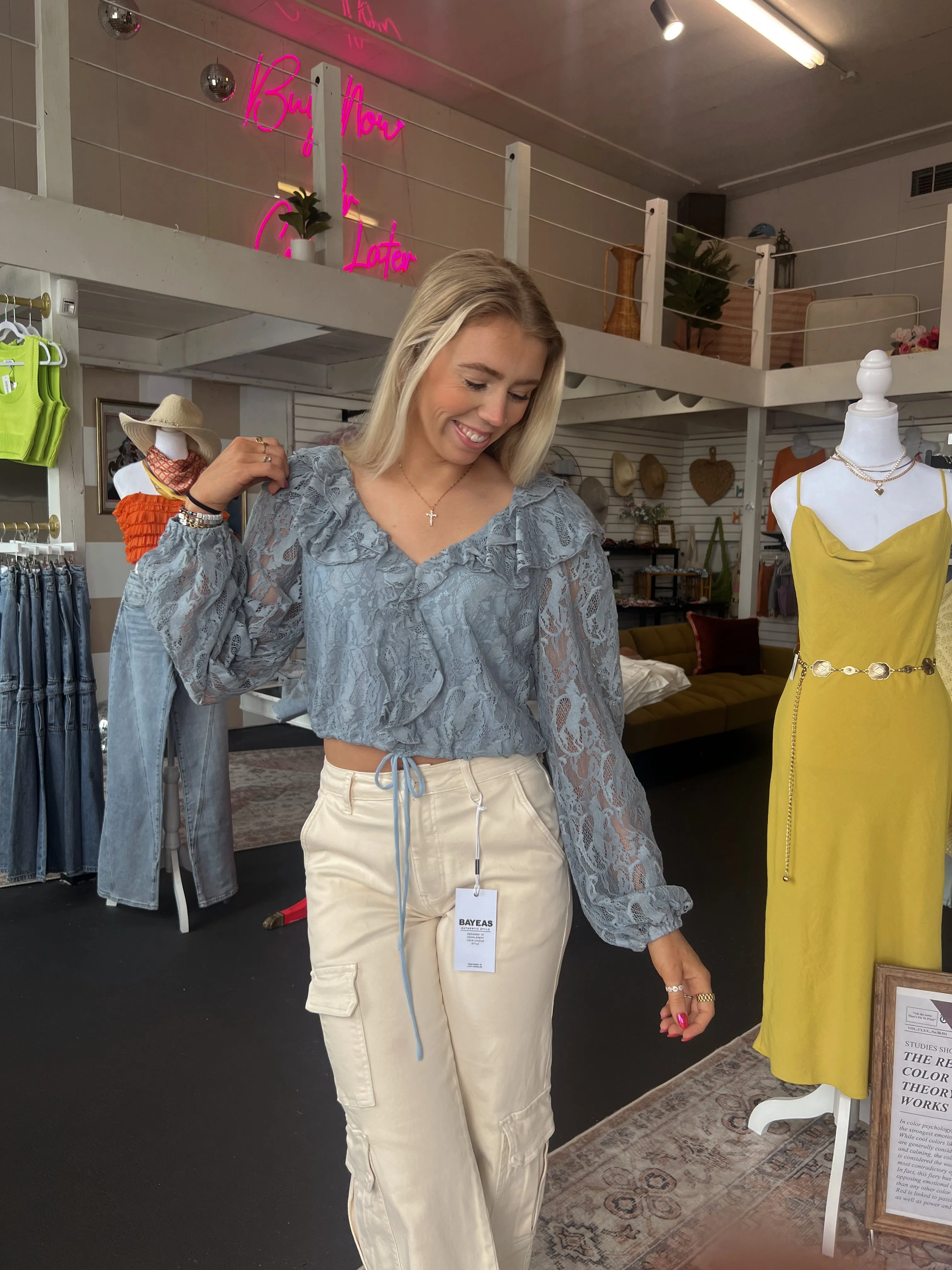 Ruffle Ribbon Lace Top