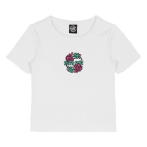 Santa Cruz Womens T-Shirt Dressen Rose Crew Two Front - White