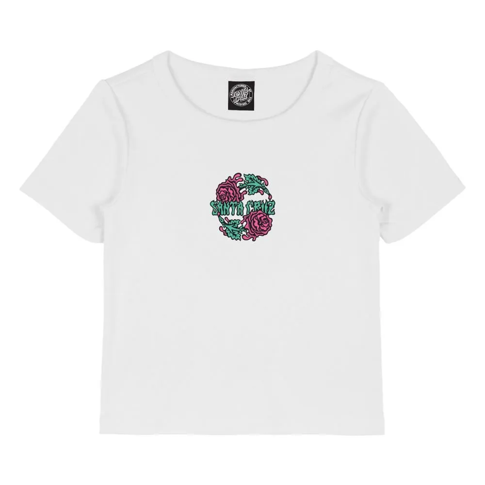 Santa Cruz Womens T-Shirt Dressen Rose Crew Two Front - White