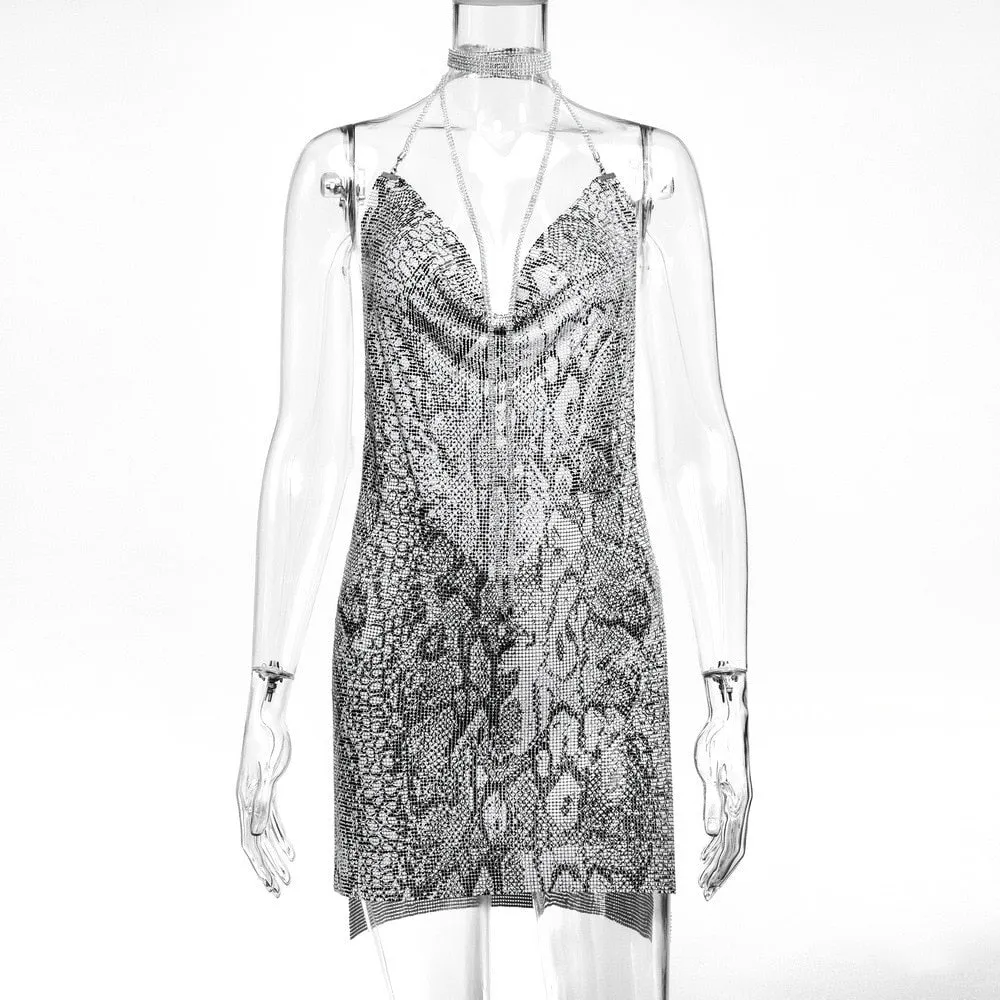 Sexy Backless Y2K Metal Party Dress