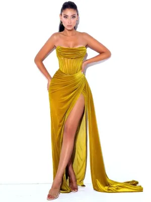 Sexy Off-the-shoulder Velvet Long Lady Vintage Elegant Party Dress