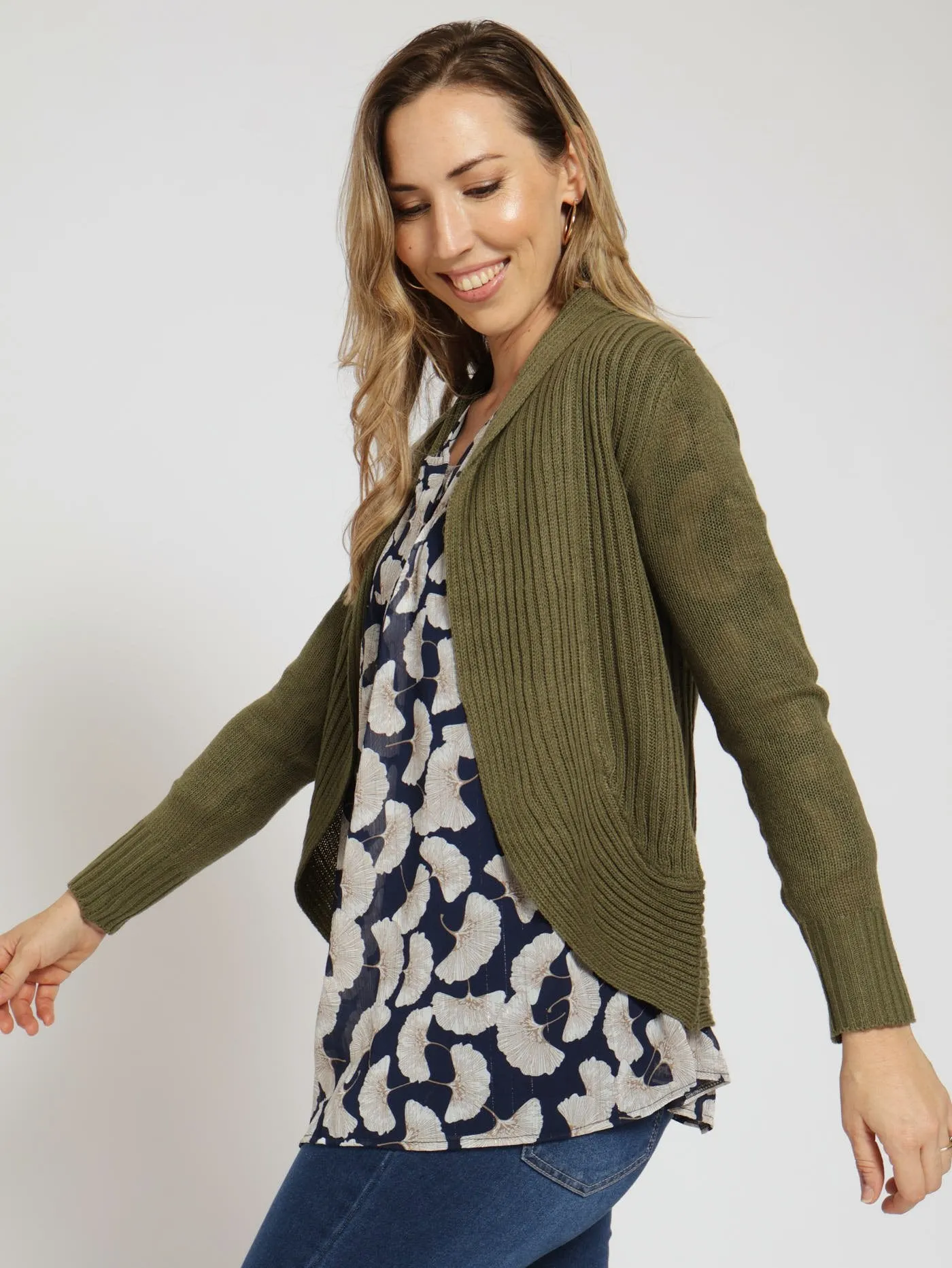 Short Open Cardigan - Fatigue