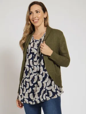 Short Open Cardigan - Fatigue