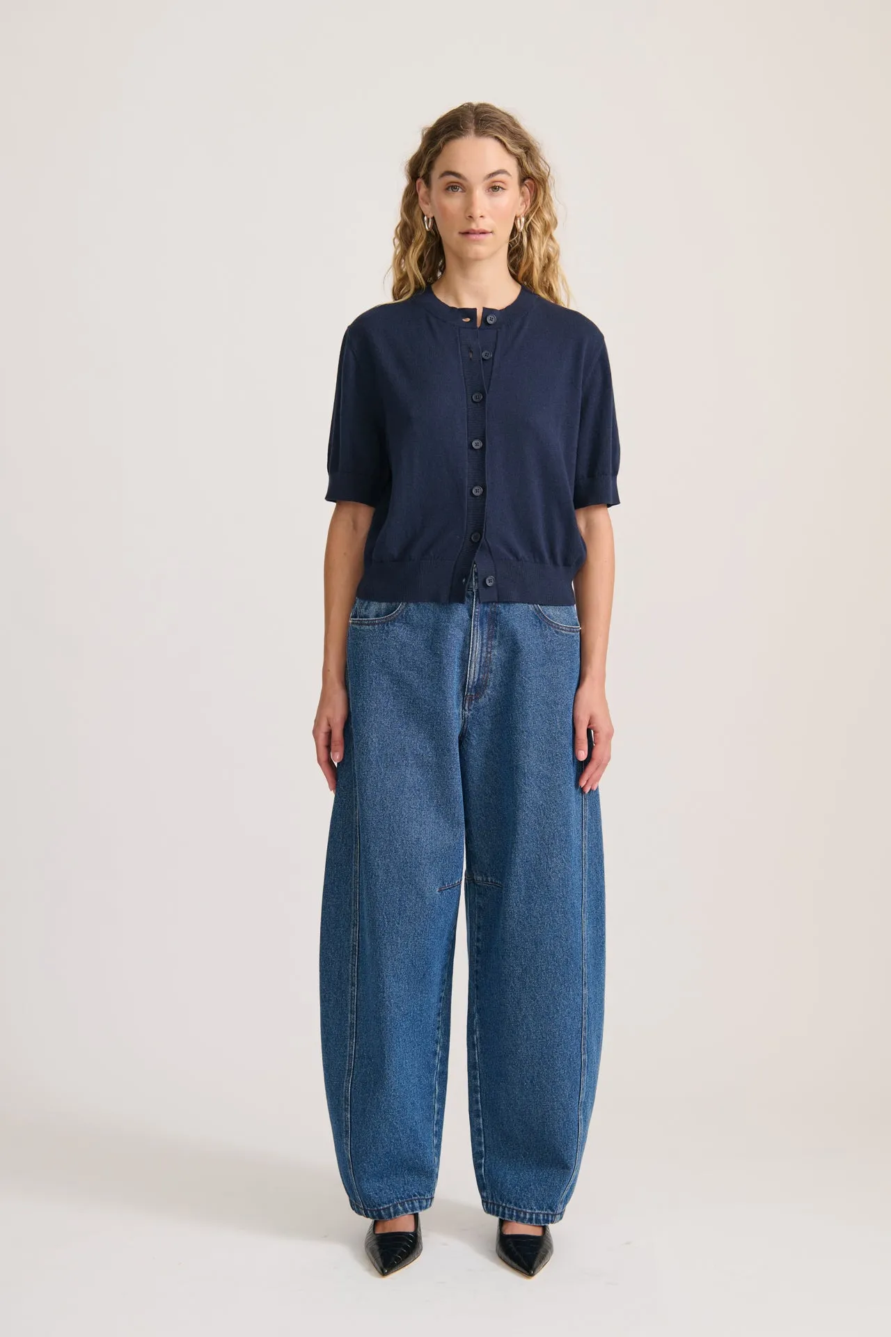 SHORT SLEEVE CARDIGAN NAVY