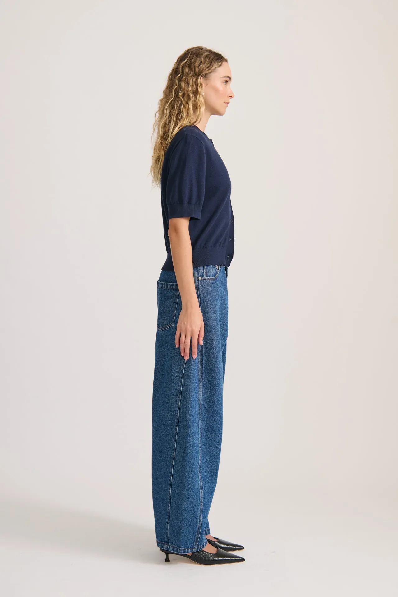 SHORT SLEEVE CARDIGAN NAVY