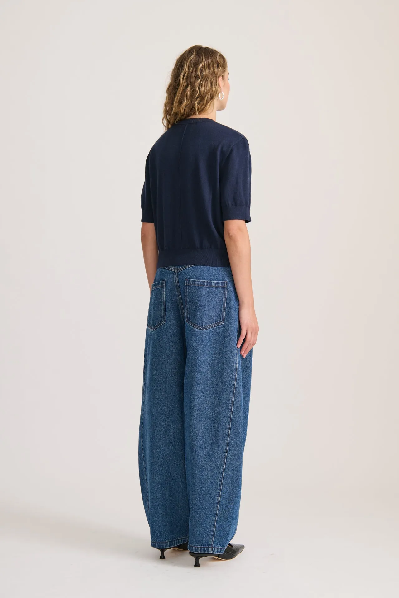 SHORT SLEEVE CARDIGAN NAVY