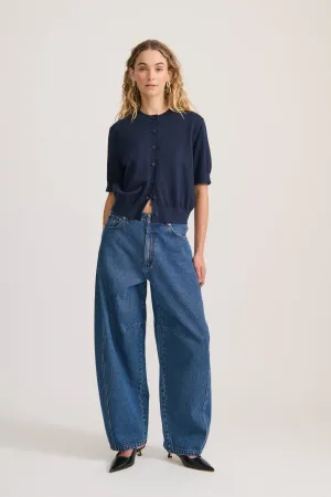 SHORT SLEEVE CARDIGAN NAVY