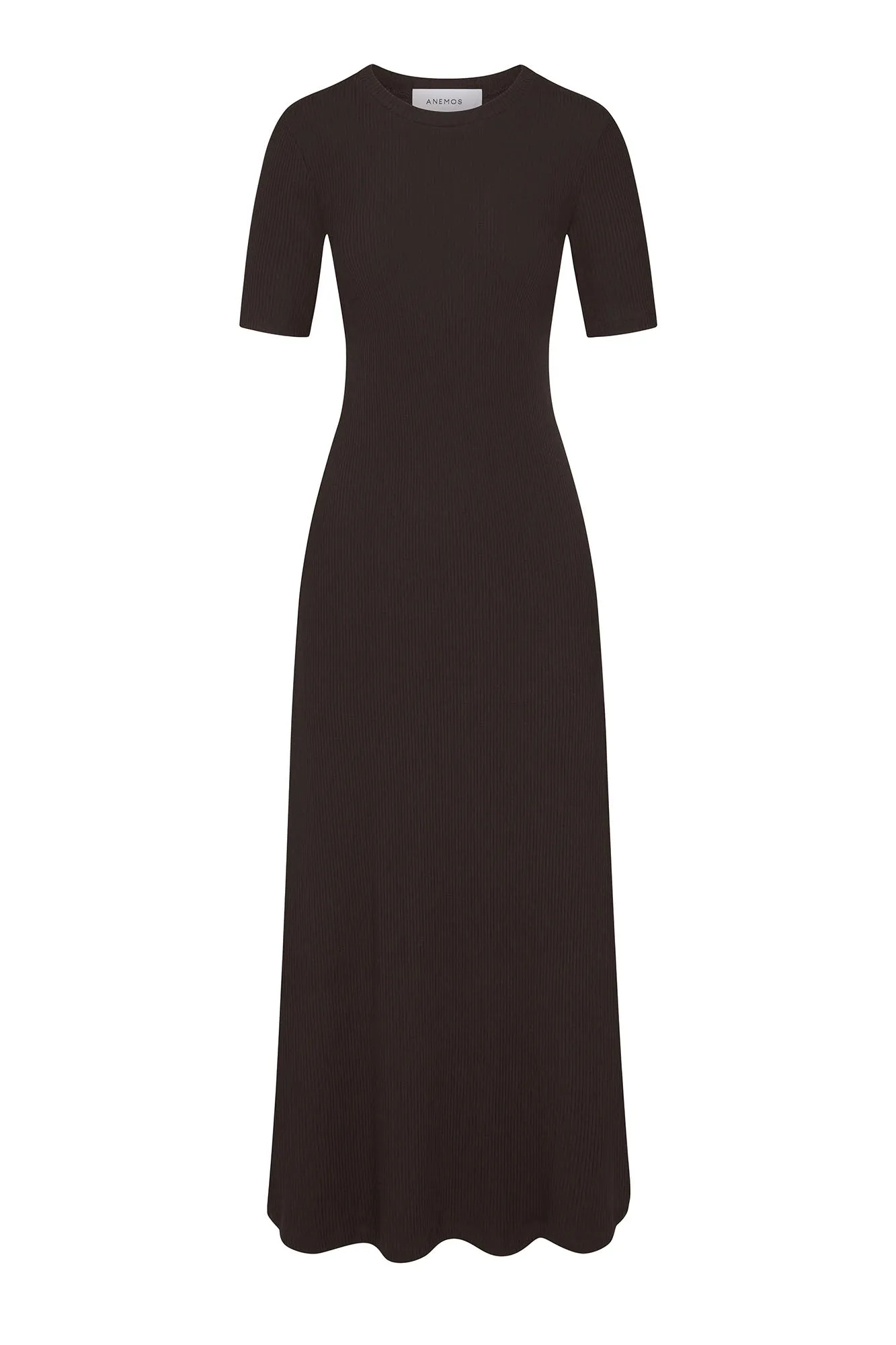 Short-Sleeve Midi Dress in Tencel Rib Knit