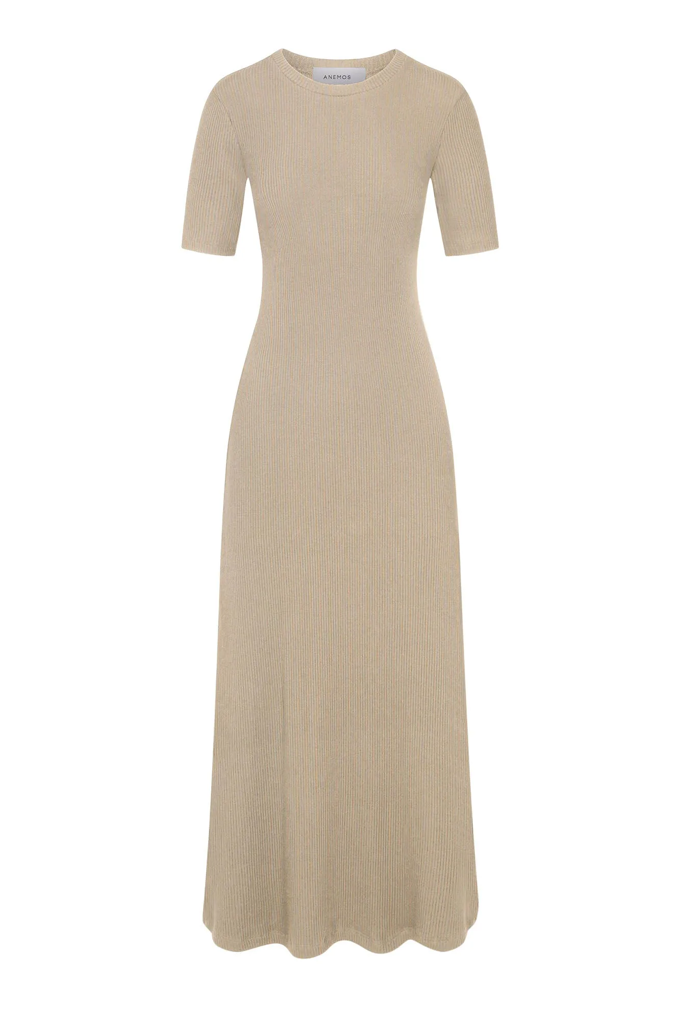 Short-Sleeve Midi Dress in Tencel Rib Knit
