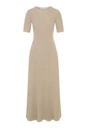 Short-Sleeve Midi Dress in Tencel Rib Knit