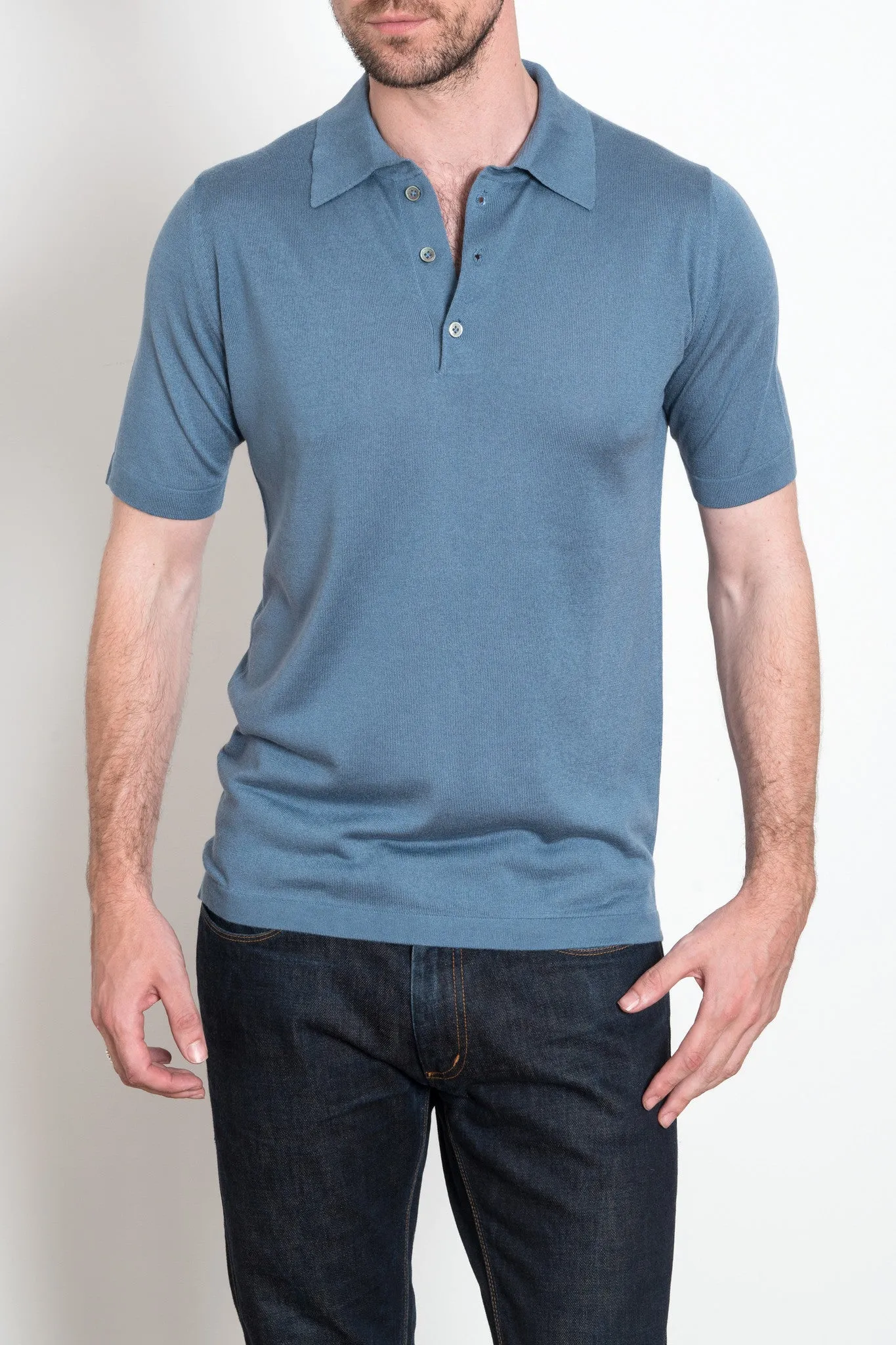 Short Sleeve Polo - Denim