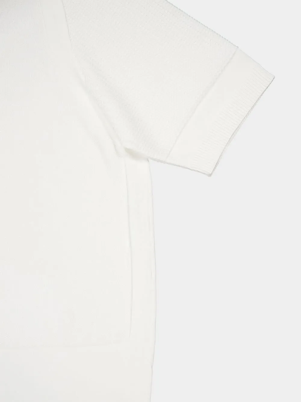 Short-Sleeve White Polo Knit