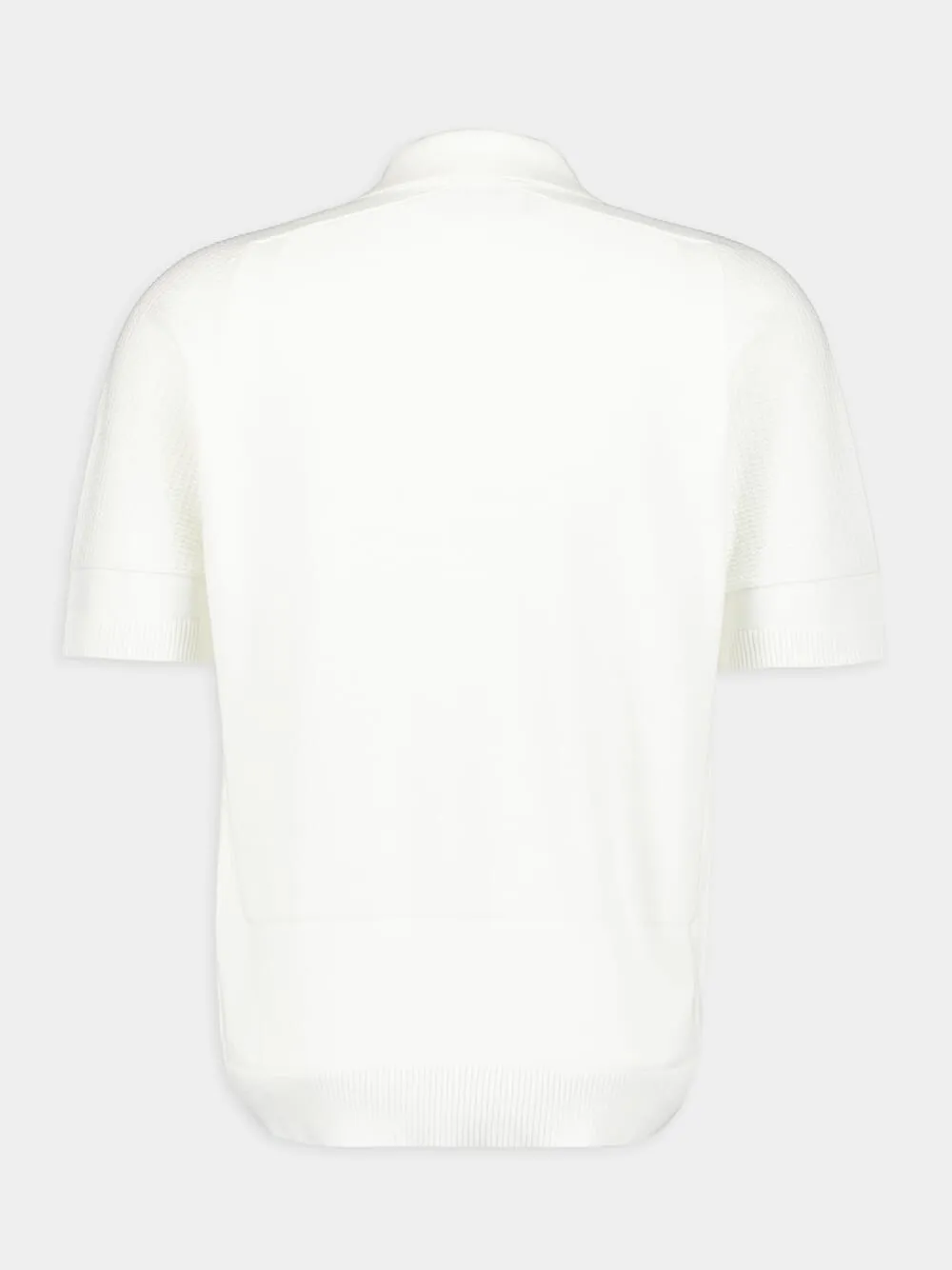 Short-Sleeve White Polo Knit