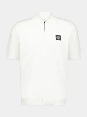 Short-Sleeve White Polo Knit