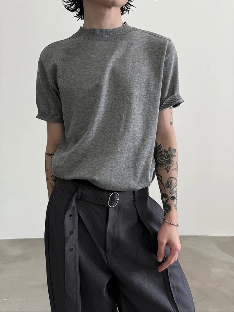 Short-sleeved Knitted Pullover