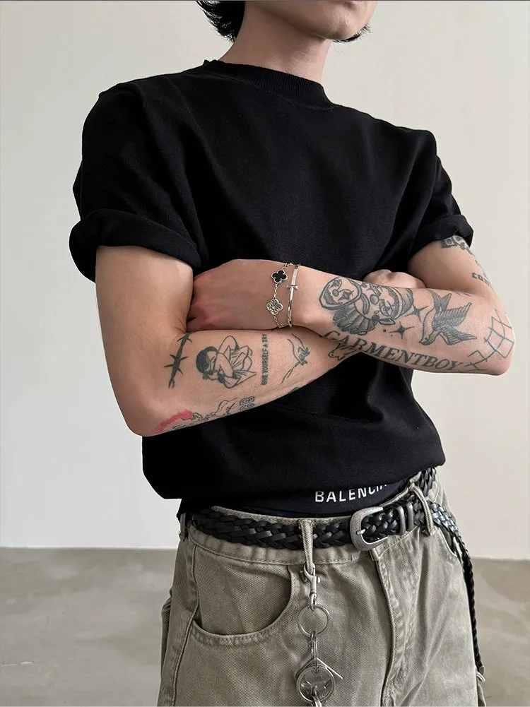 Short-sleeved Knitted Pullover