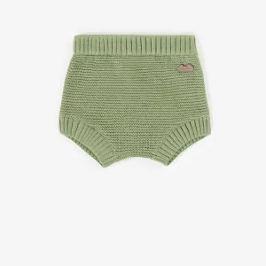 Short vert en maille, naissance || Green short in knitwear, newborn