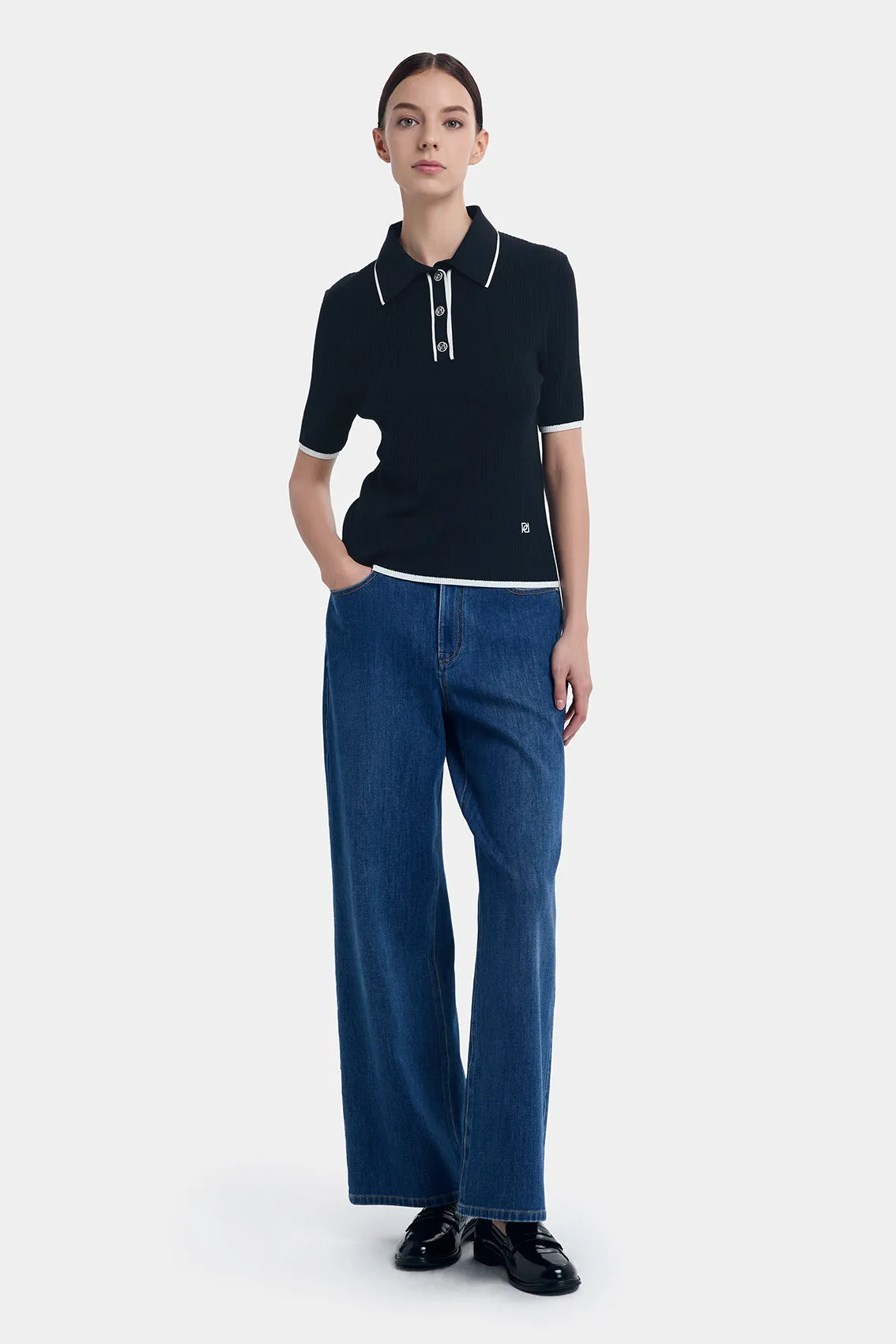 SILK CASHMERE CONTRAST POLO KNITWEAR