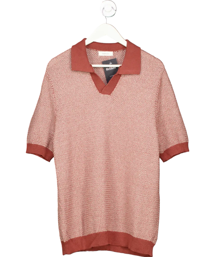 Sirplus Red Buttonless Knit Short Sleeve Polo UK S