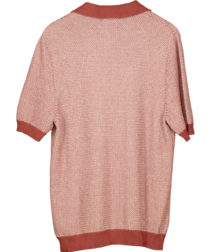 Sirplus Red Buttonless Knit Short Sleeve Polo UK S