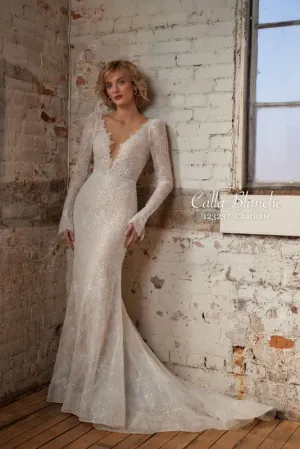 Size 10 Calla Blanche 123237 Charlotte Ivory/Light Nude Gown