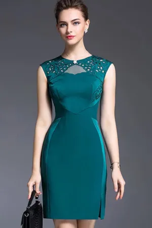 Sleeveless Hollow Out Shoulder Sheath Dress