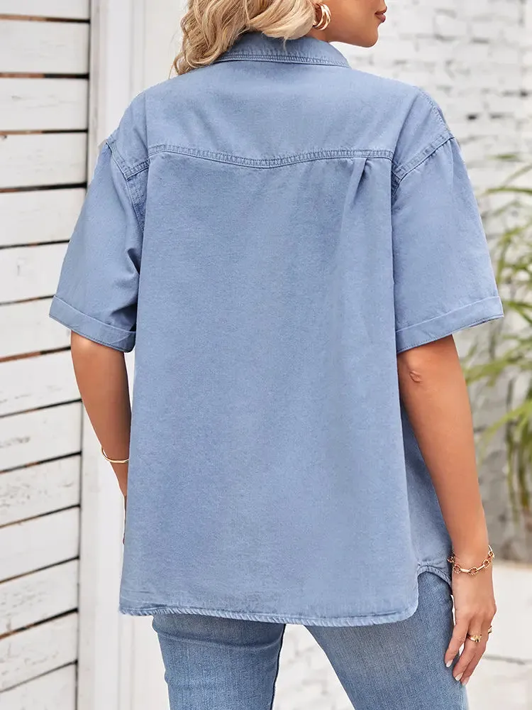 Slim Fit Sleeve Denim Shirt