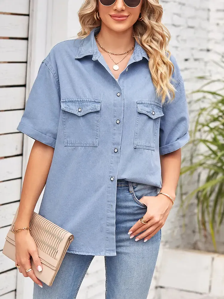 Slim Fit Sleeve Denim Shirt