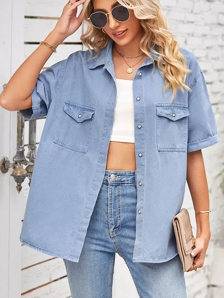 Slim Fit Sleeve Denim Shirt