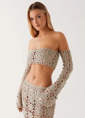 Sorrentino Crochet Long Sleeve Top - Sage