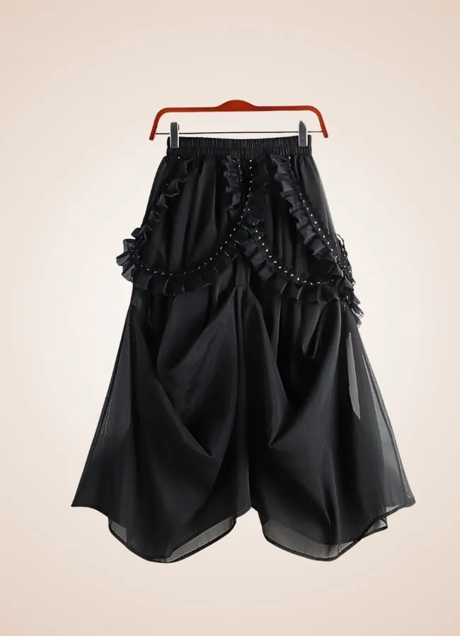 Steampunk Black Spring Skirt