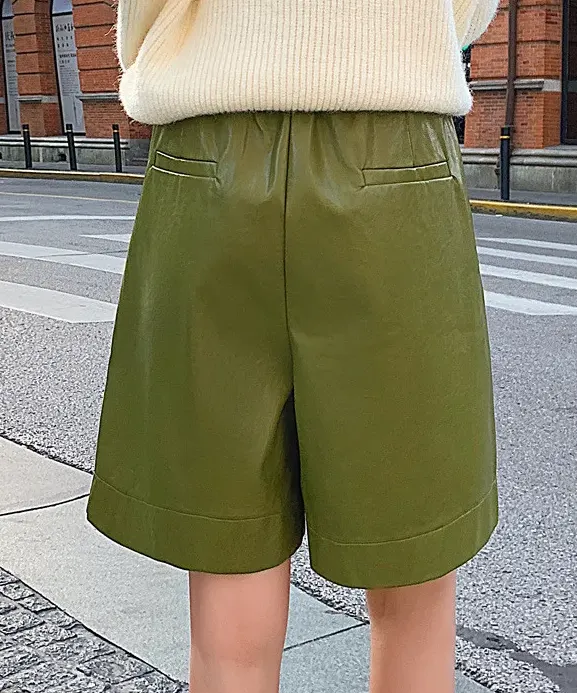 StreetLuxe High Waist Faux Leather Pleated Culottes