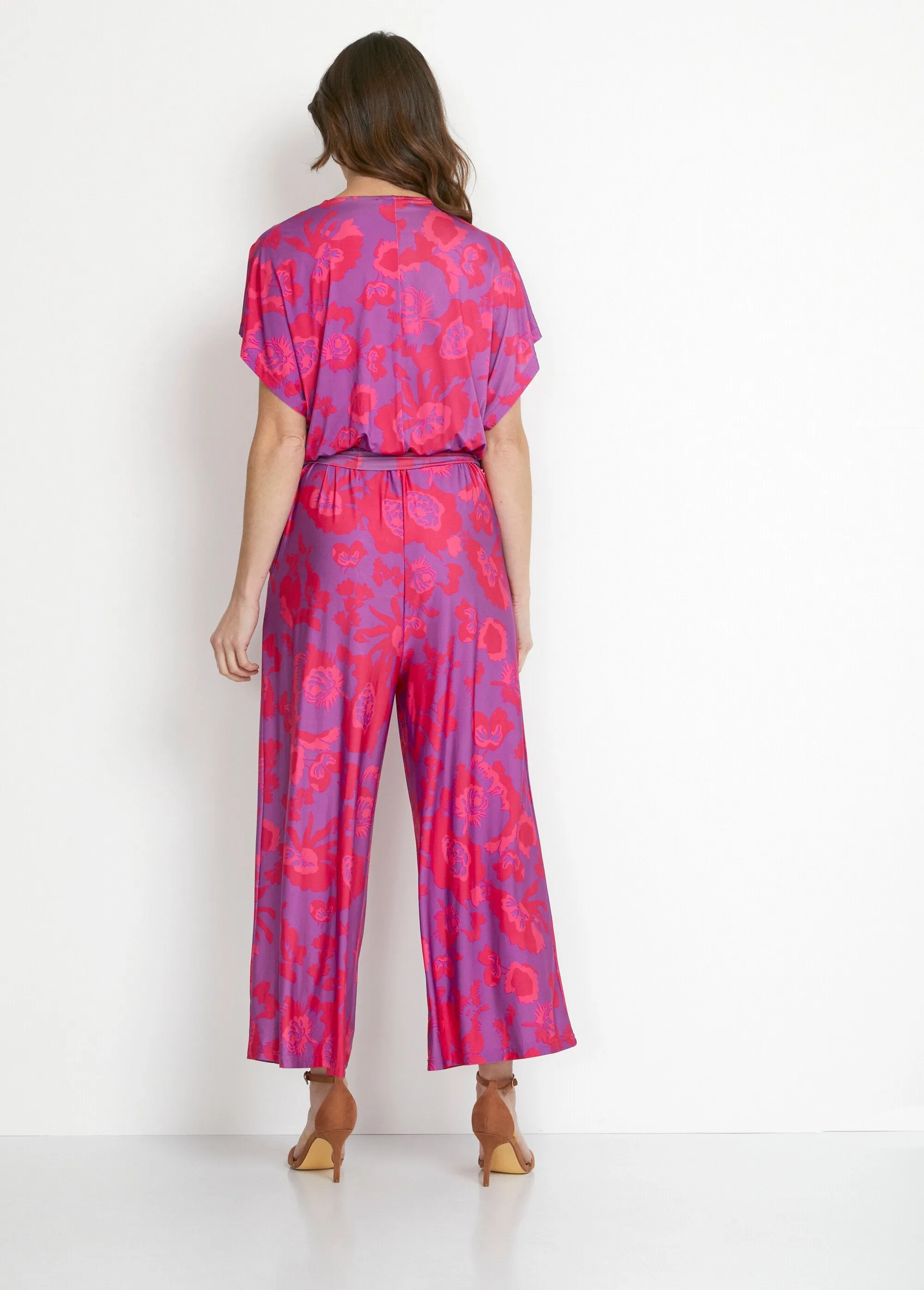 Stretch mesh culottes jumpsuit
