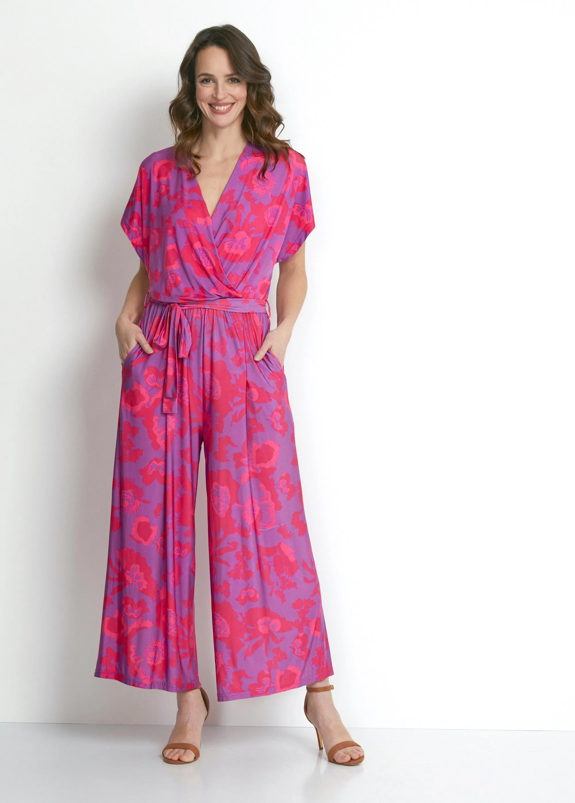 Stretch mesh culottes jumpsuit