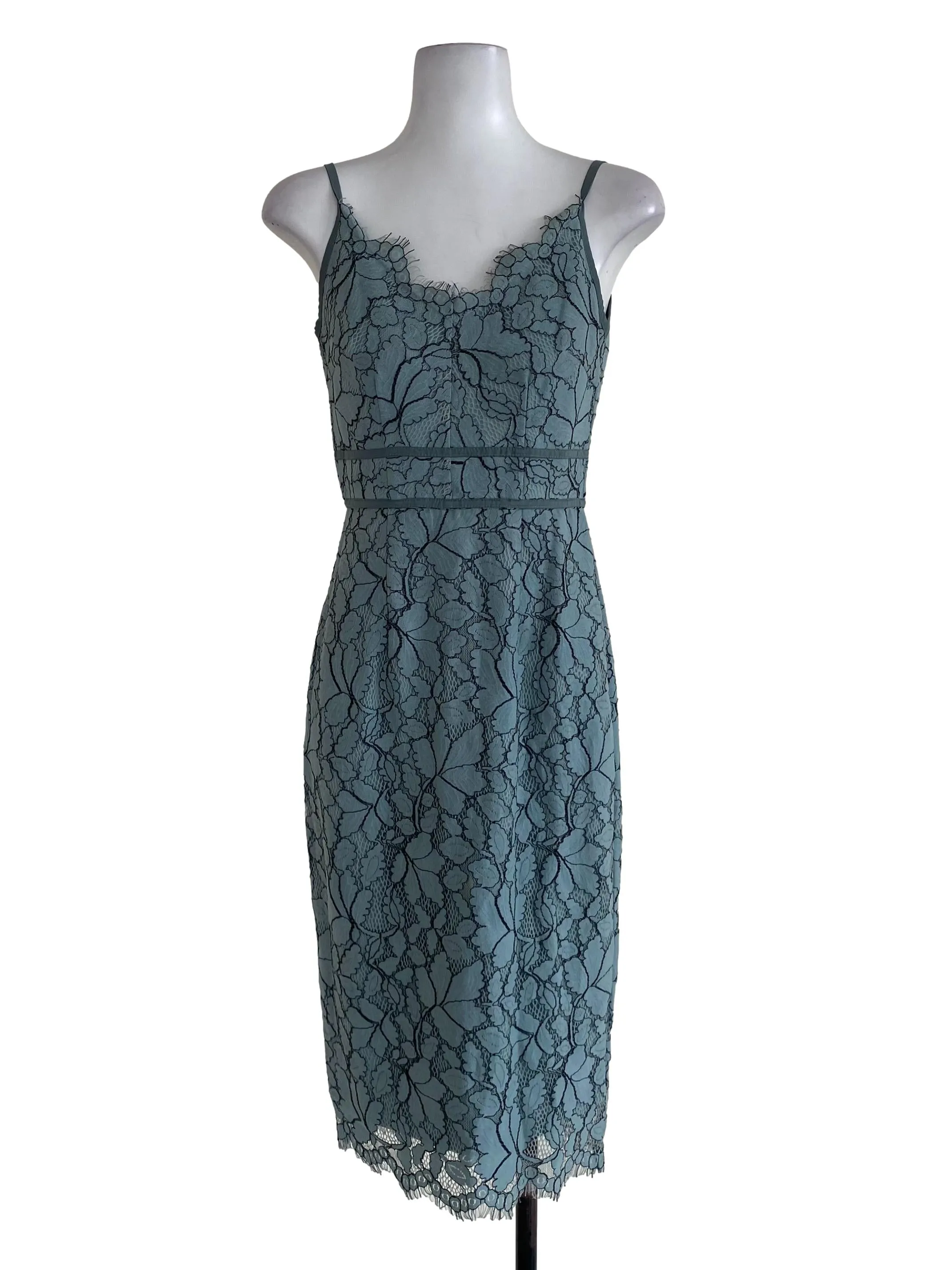 Teal Floral Lace Sheath Dress