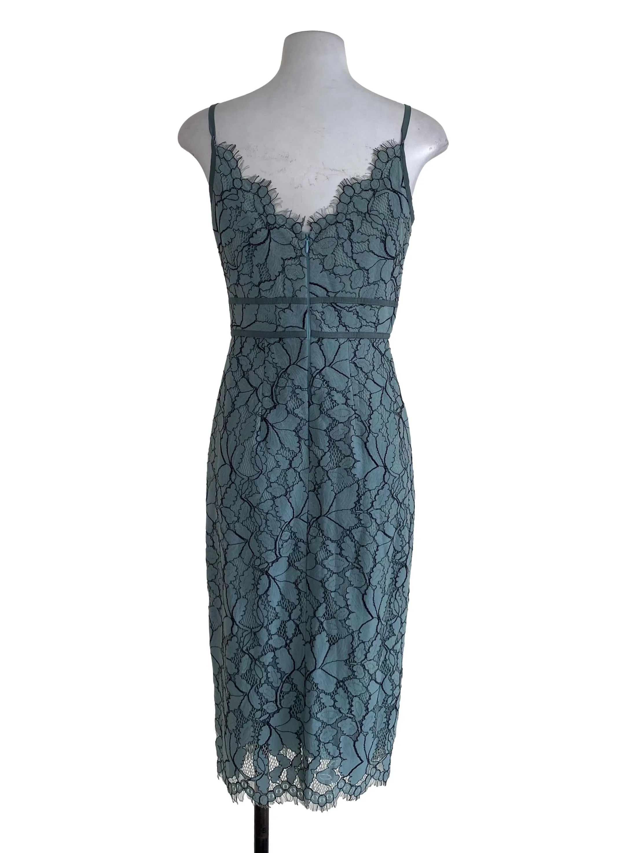 Teal Floral Lace Sheath Dress
