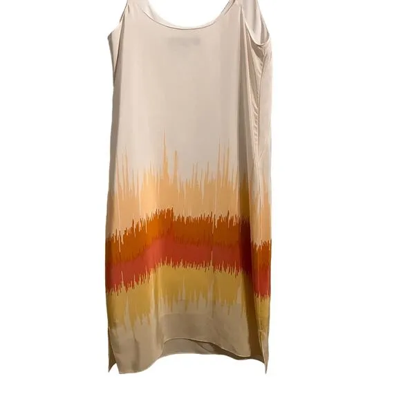Tibi Off White with Sunset Color Trim Silk Tank Sheath Midi Dress 4