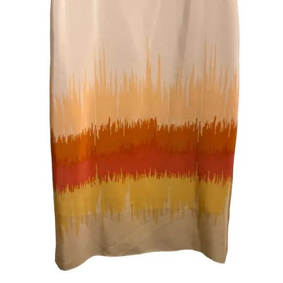 Tibi Off White with Sunset Color Trim Silk Tank Sheath Midi Dress 4