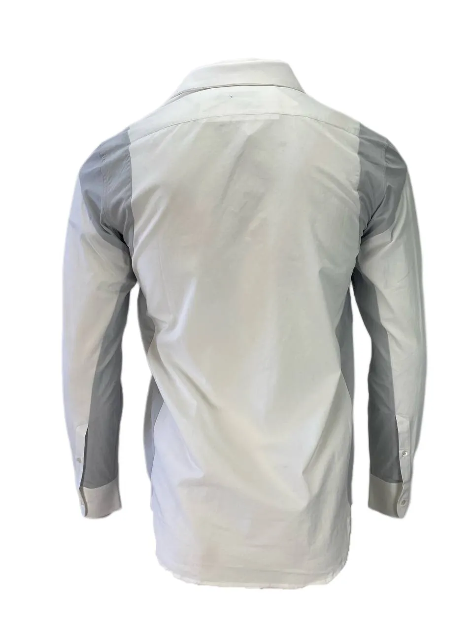 TIM COPPENS Men's White Grey Cotton Button Front Pieced Shirt NWT