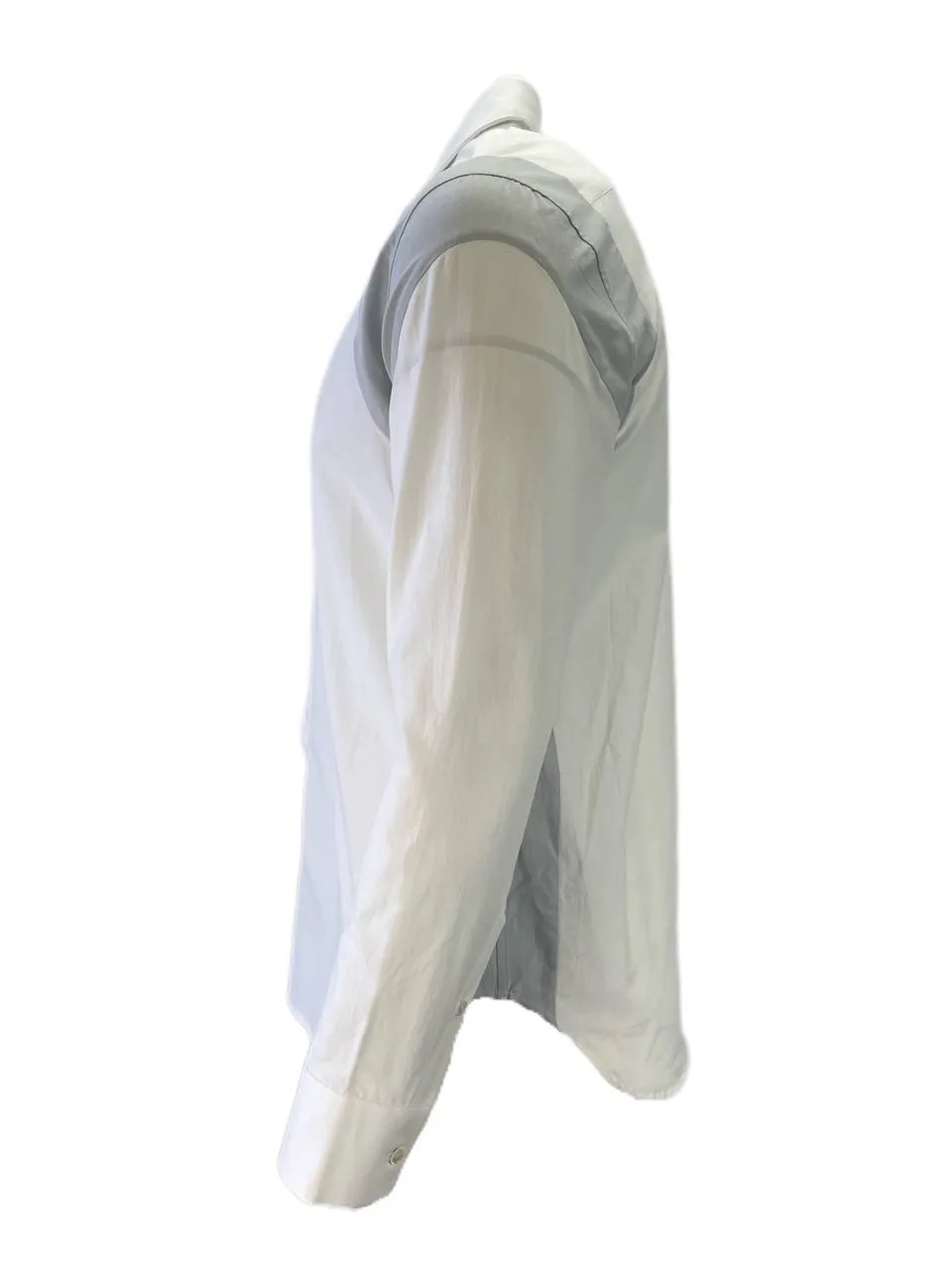 TIM COPPENS Men's White Grey Cotton Button Front Pieced Shirt NWT