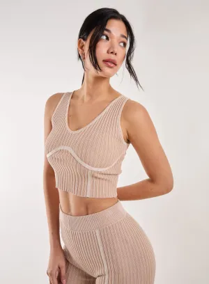 Two Tone Rib Corset Detail Top