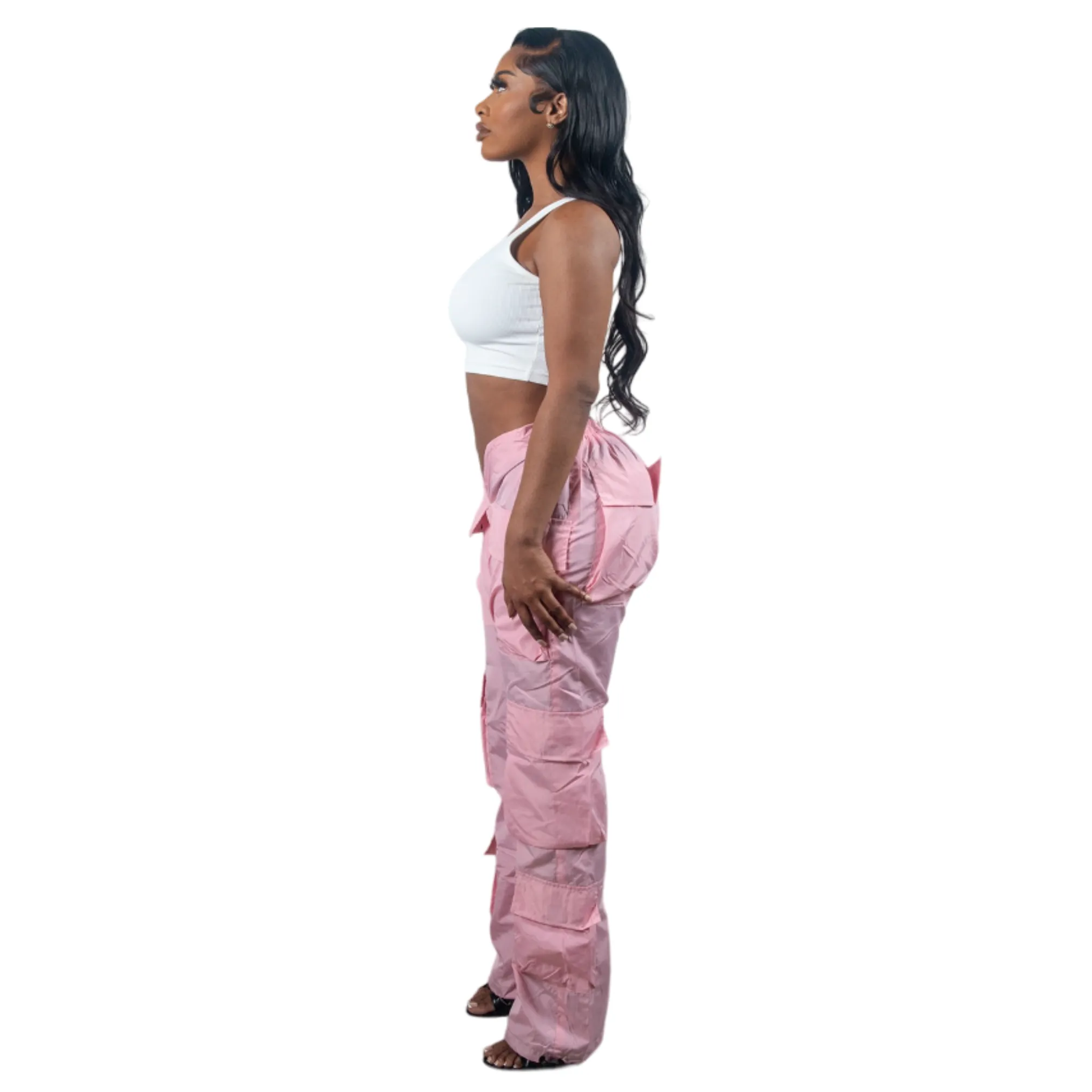 V Cut Rose Cargo Pants
