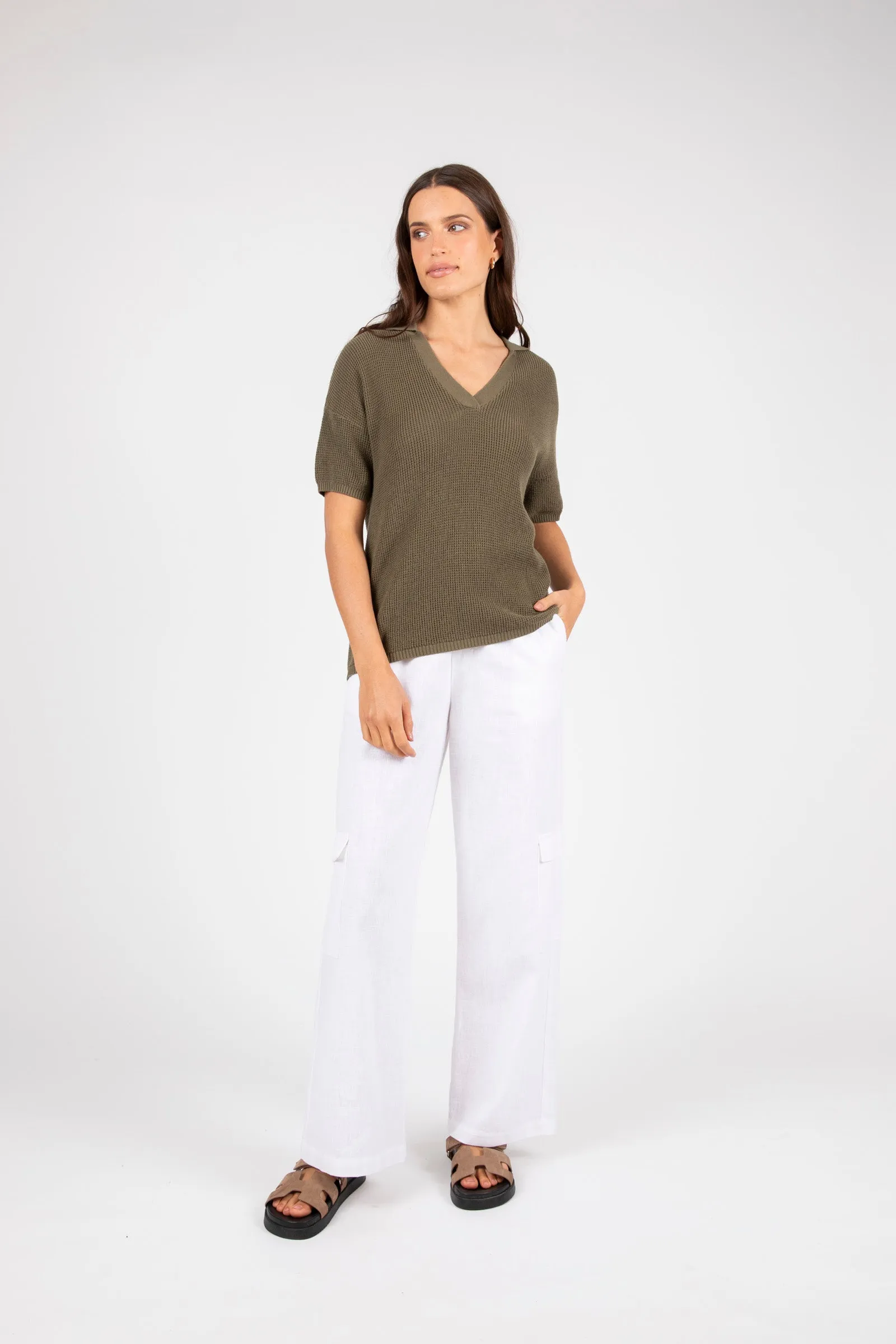 Villa Knit Polo - Olive