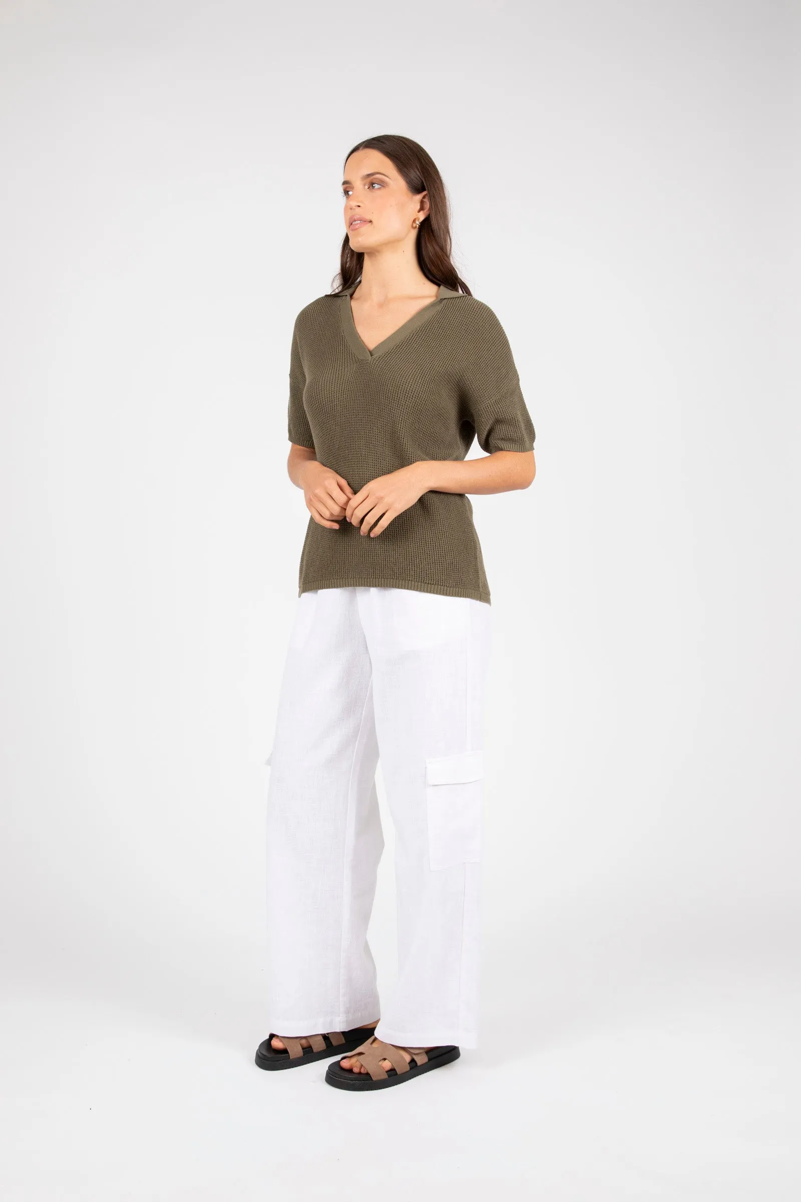 Villa Knit Polo - Olive